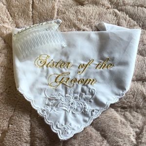 New Sister of the Groom hankie and silver stone hair comb✨